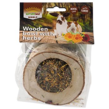 Pochoutka Nature Land Nibble miska plněná bylinkami dřevěná 120g-KS