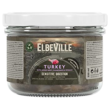 Sklenice Elbeville Dog Sensitive Digestion, krůtí s přidanou mátou, heřmánkem a špenátem 220ml-KS