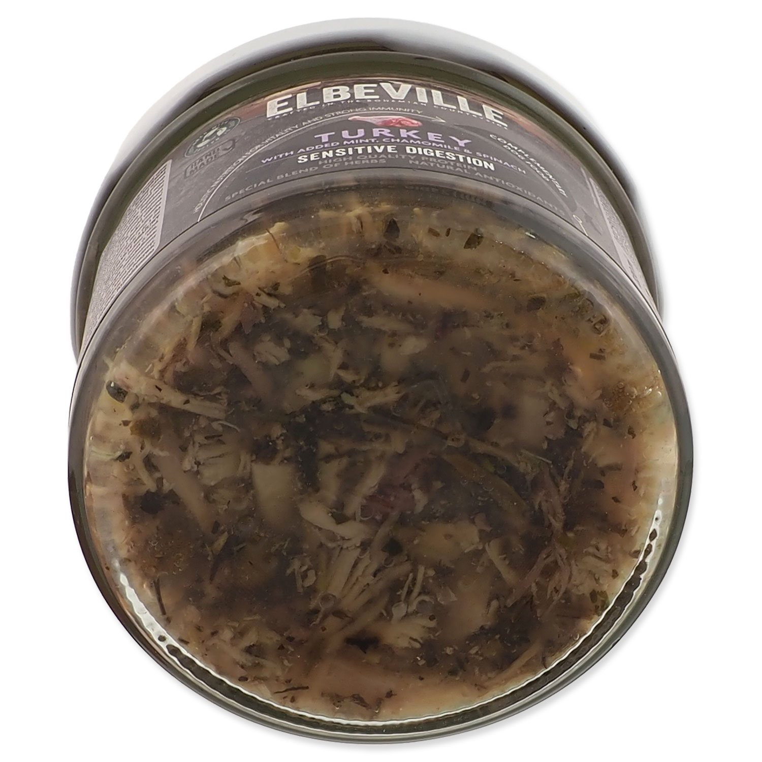 Sklenice Elbeville Dog Sensitive Digestion, krůtí s přidanou mátou, heřmánkem a špenátem 220ml-KS