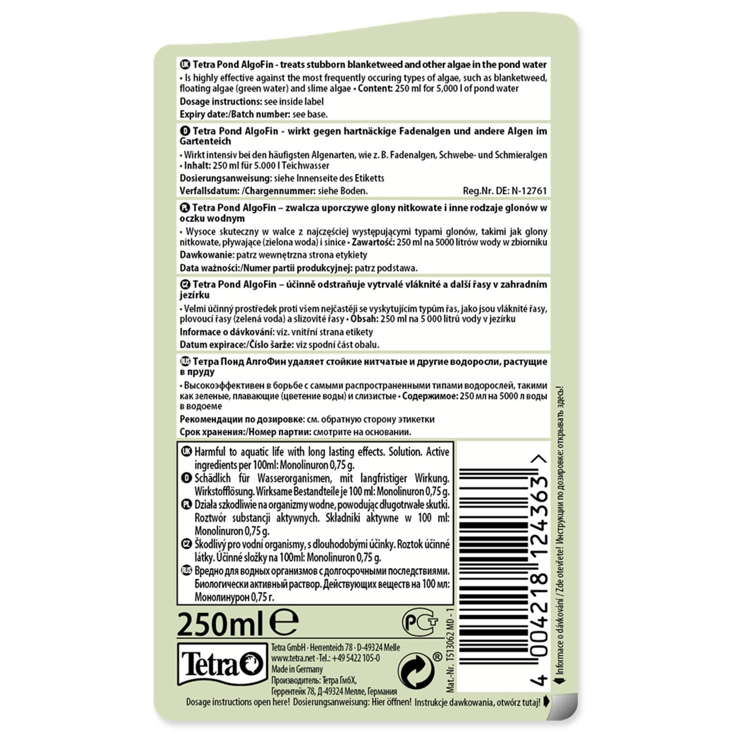 Přípravek Tetra Pond Algofin 250ml-KS