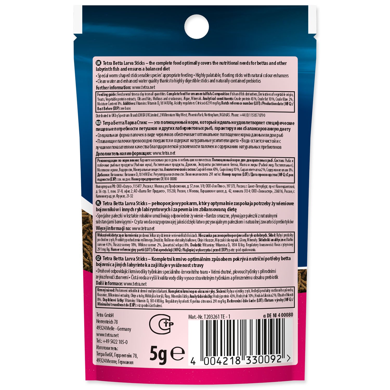 Krmivo Tetra Betta Larva Sticks 5g-KARTON