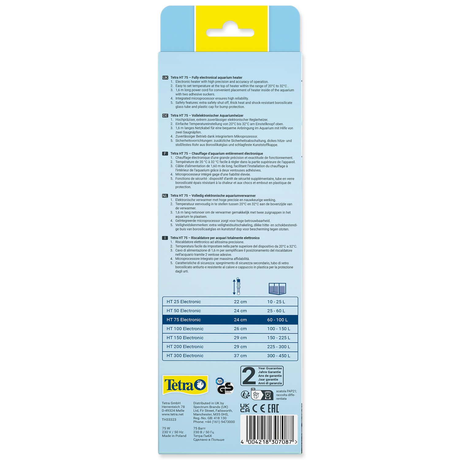 Topítko Tetra Electronic HT 75 75W, 60-100l-KS