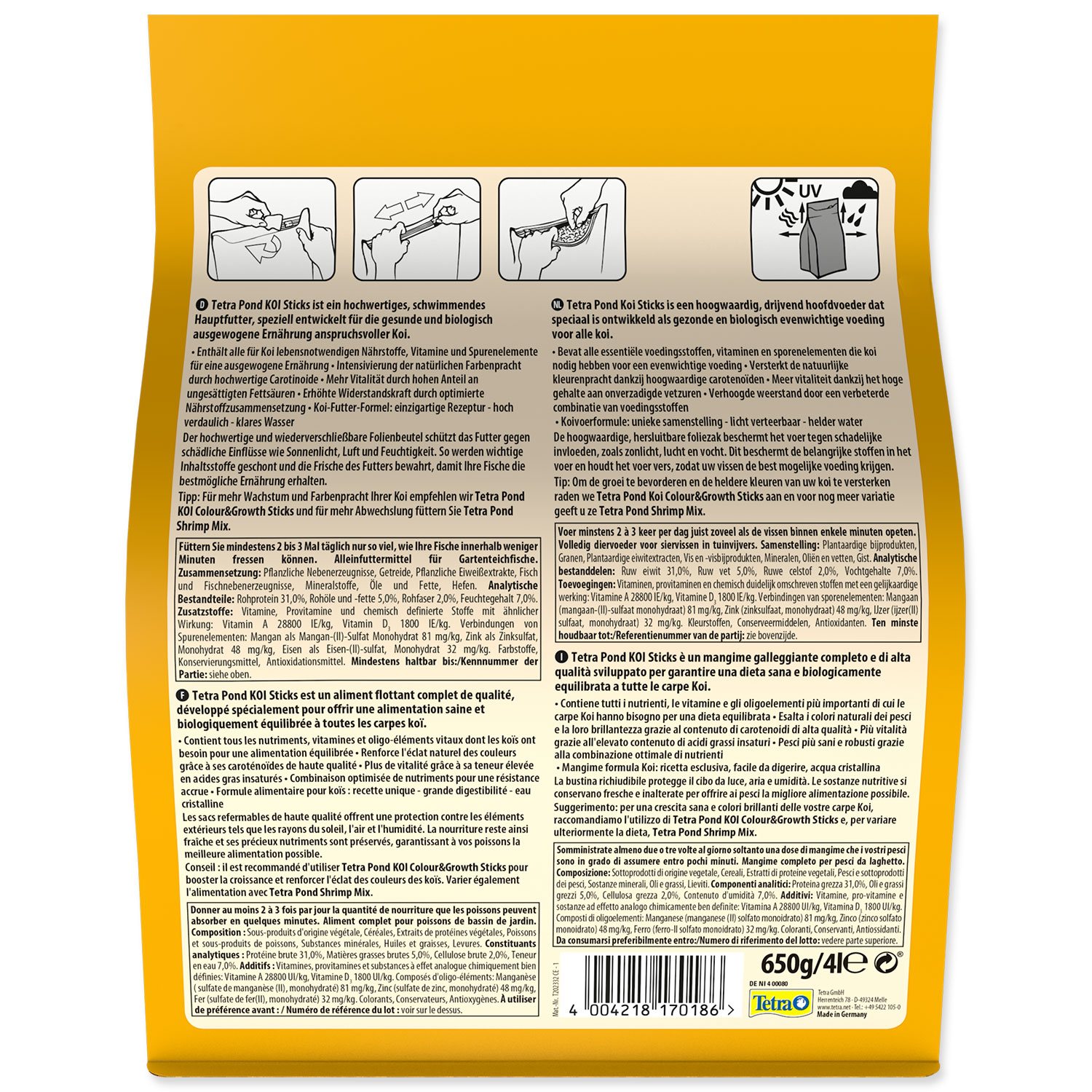 Krmivo Tetra Pond Koi Sticks 4l