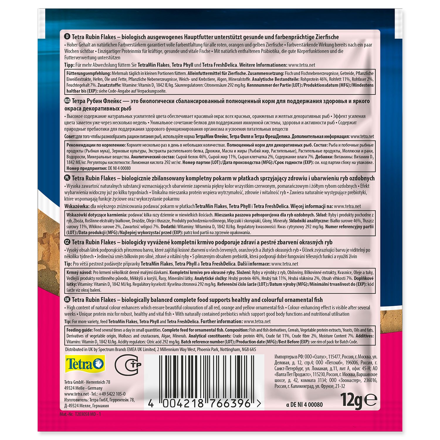 Krmivo Tetra Rubin sáček 12g-KARTON