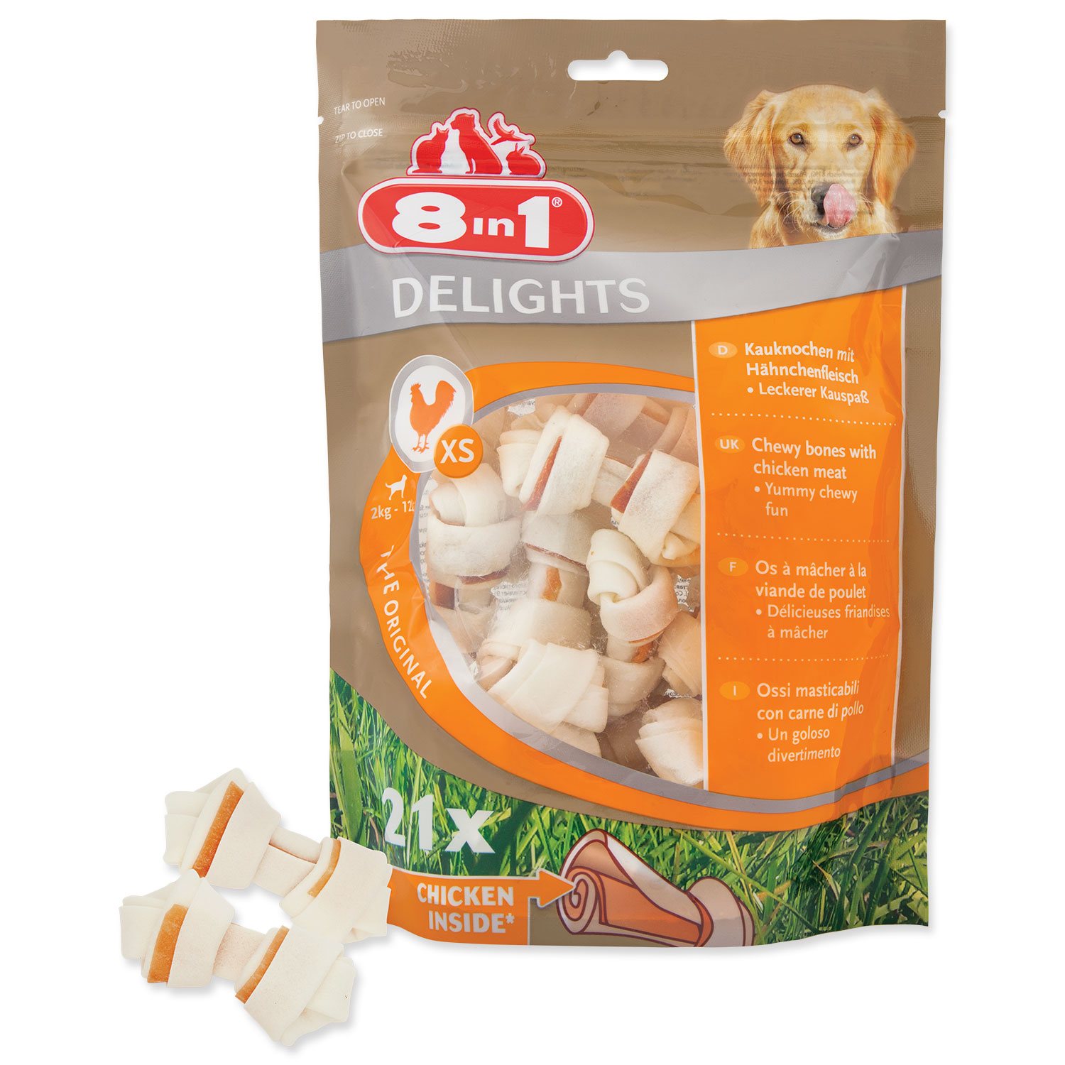 Pochoutka 8in1 Delights kost žvýkací XS 21ks-KS