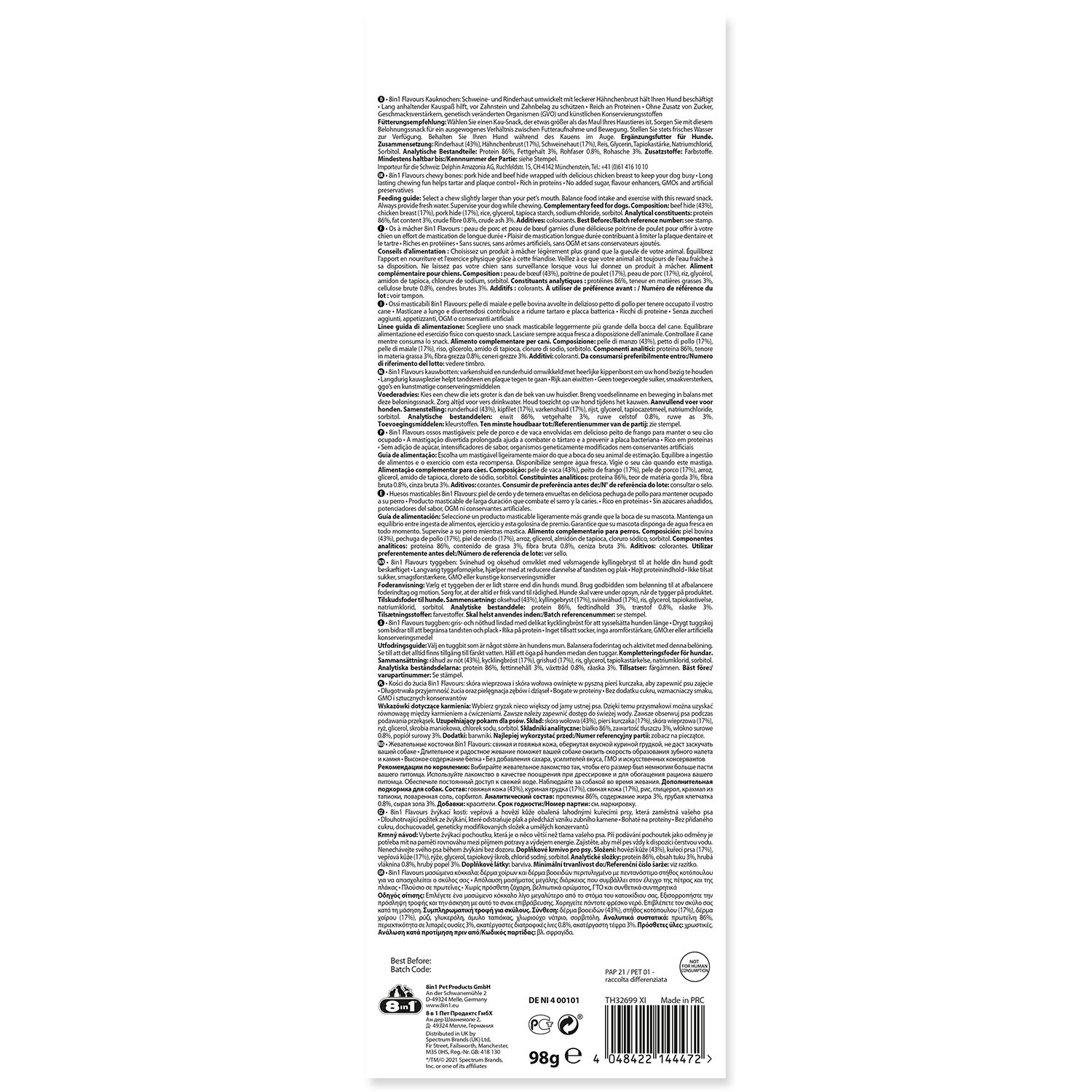 Pochoutka 8in1 Triple Flavour kost žvýkací XS 7ks-KS