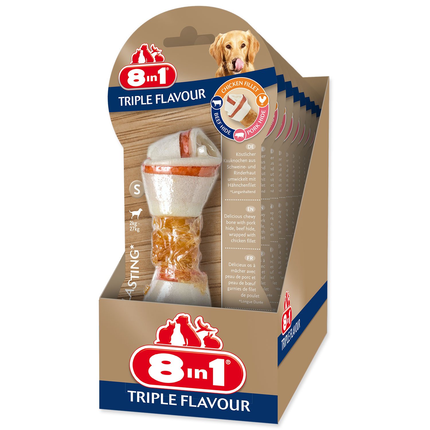 Pochoutka 8in1 Triple Flavour kost žvýkací S -KS