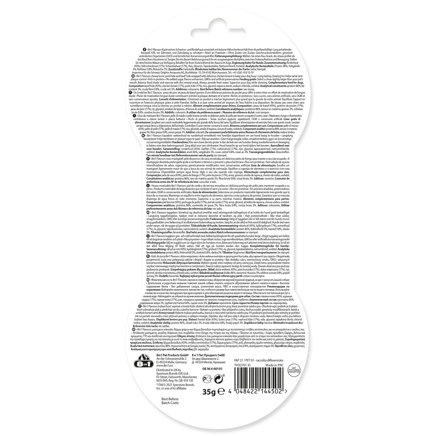 Pochoutka 8in1 Triple Flavour kost žvýkací S -KS