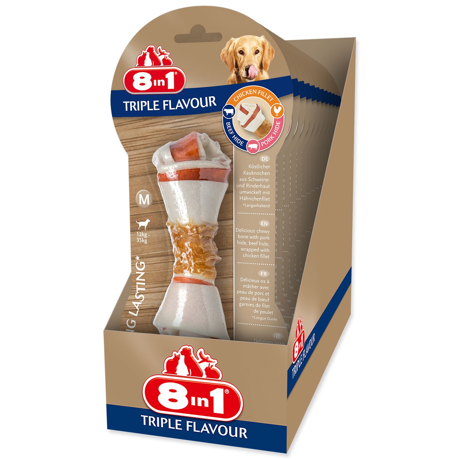 Pochoutka 8in1 Triple Flavour kost žvýkací M -KS