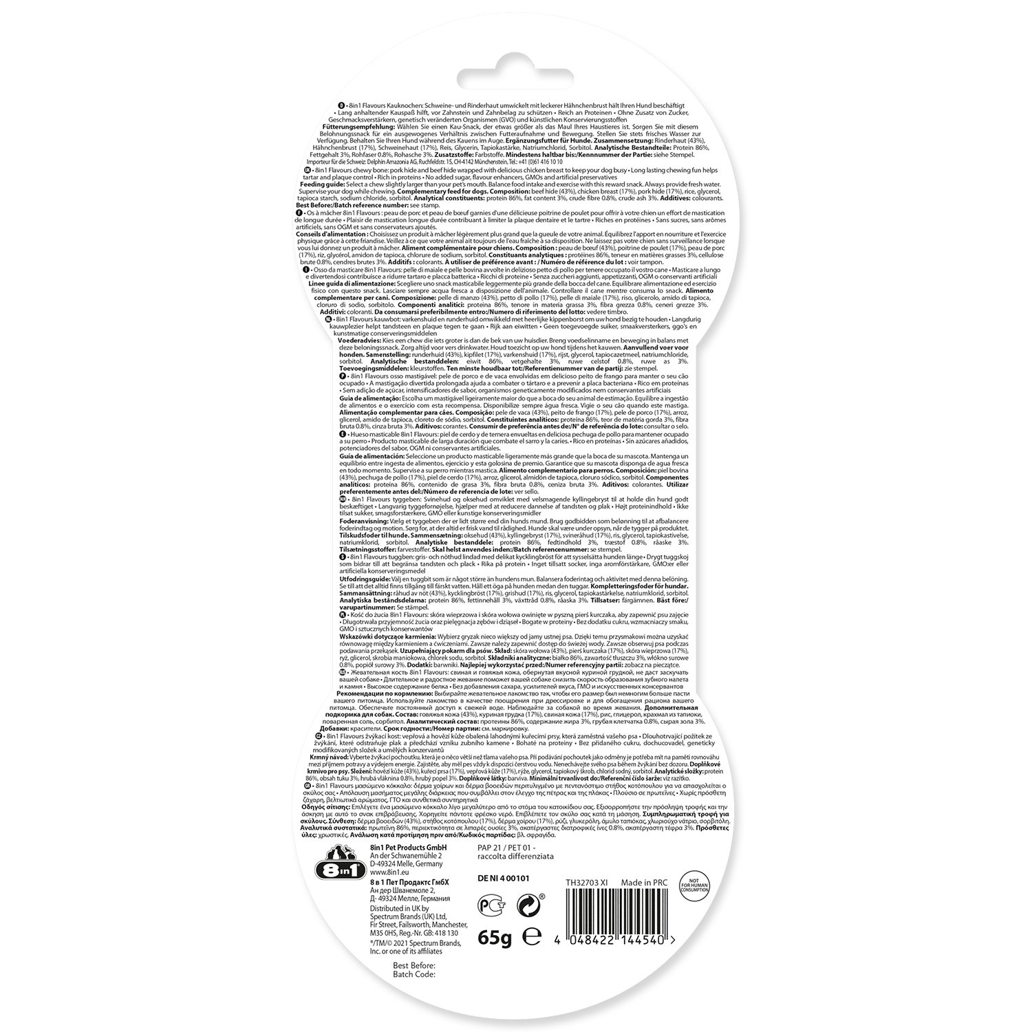 Pochoutka 8in1 Triple Flavour kost žvýkací M -KS