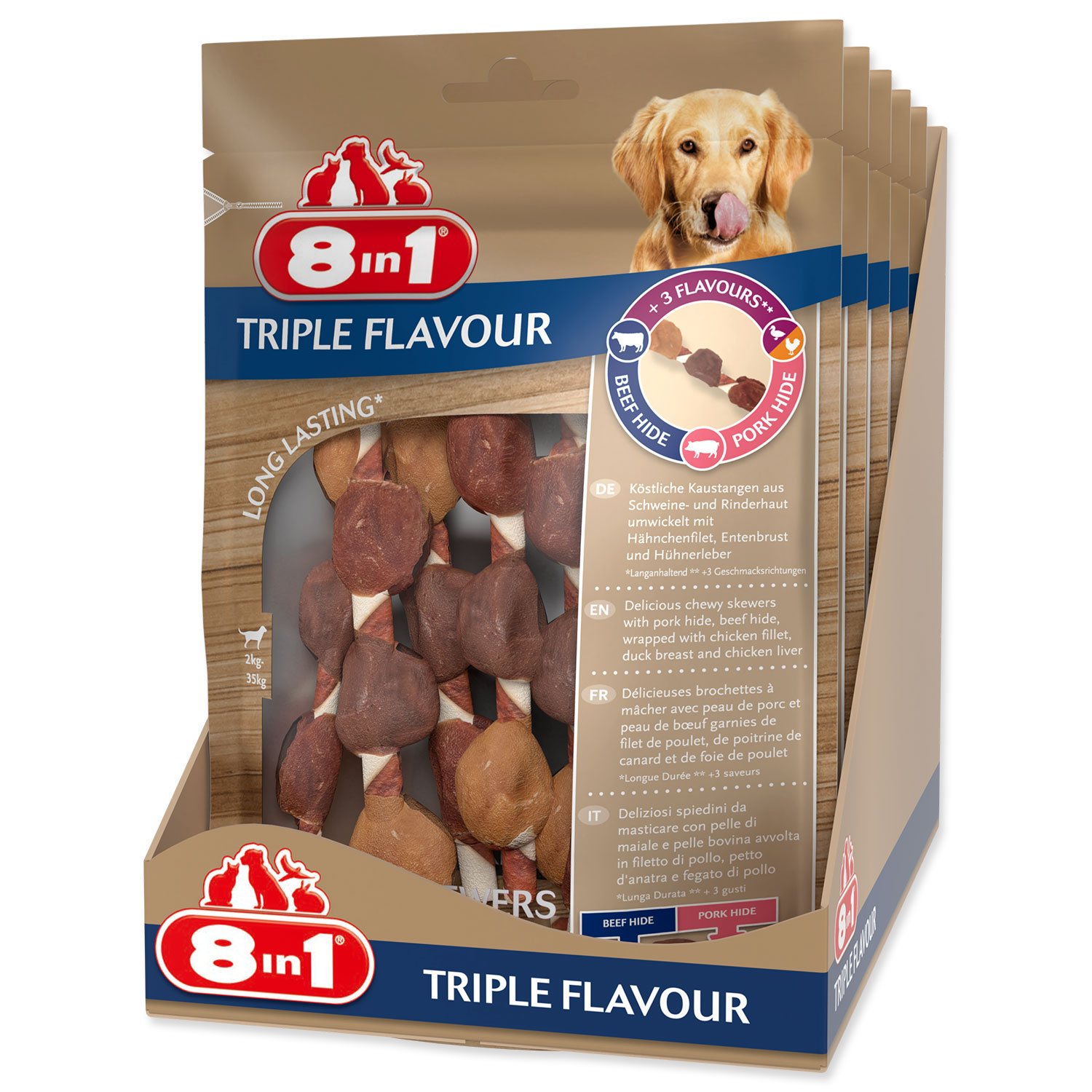 Pochoutka 8in1 Triple Flavour špíz žvýkací 6ks-KS