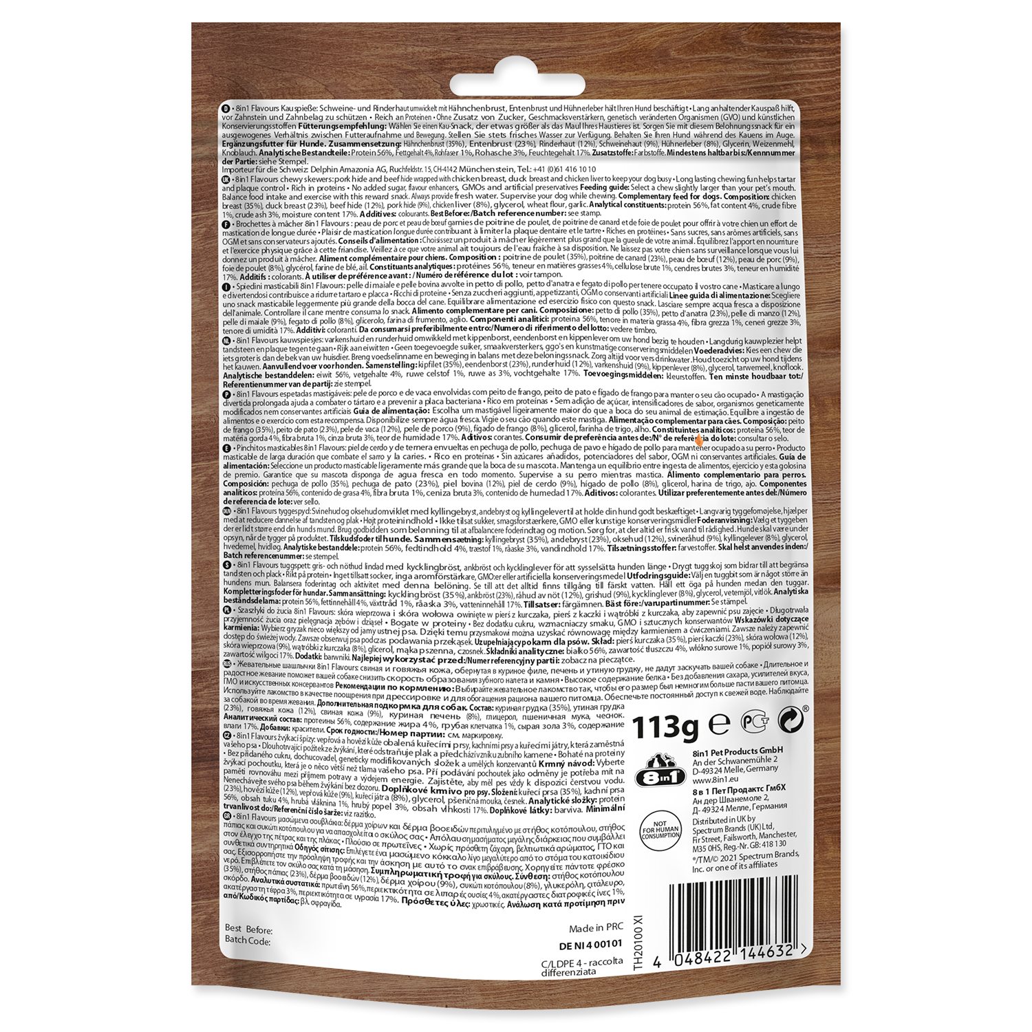 Pochoutka 8in1 Triple Flavour špíz žvýkací 6ks-KS