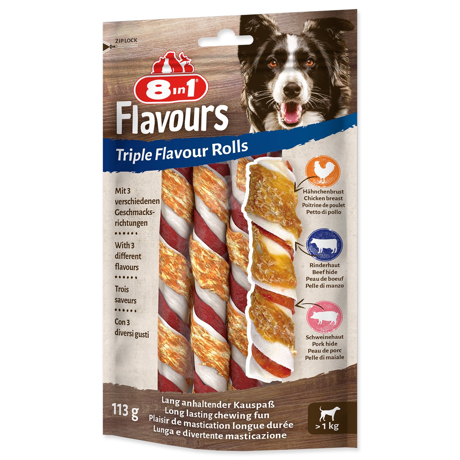 Pochoutka 8in1 Triple Flavour rolka žvýkací 3ks