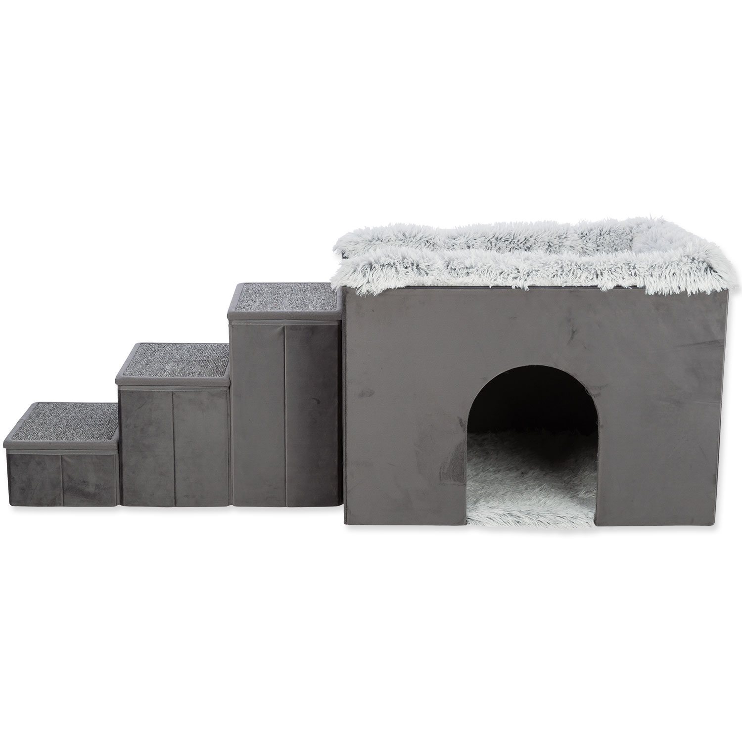 Jeskyně Trixie Harvey se schůdky 119x47x50cm šedobílá