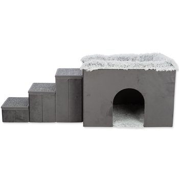 Jeskyně Trixie Harvey se schůdky 119x47x50cm šedobílá-KS