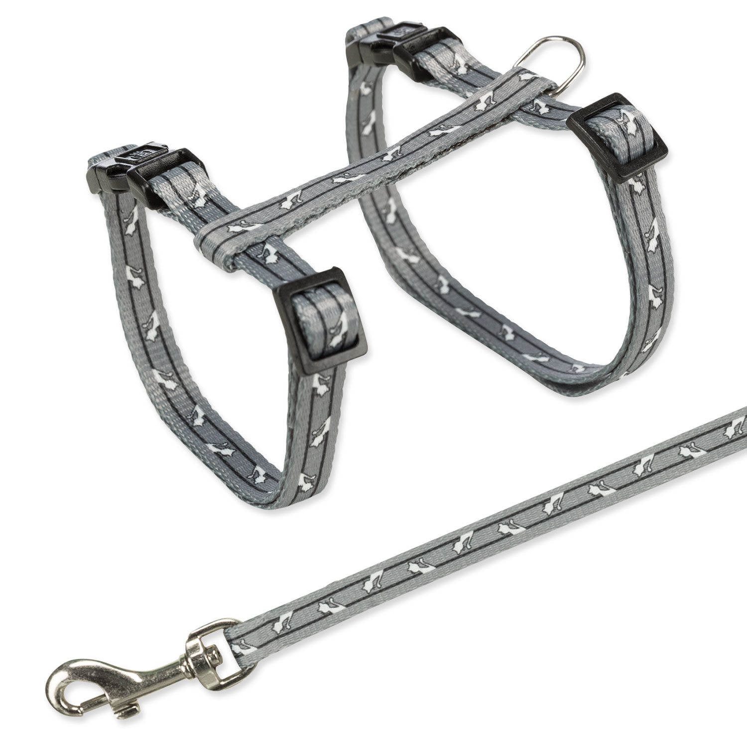 Postroj Trixie pro kočky s vodítkem vzor kočky 27–45 cm/10 mm, 1.20 m