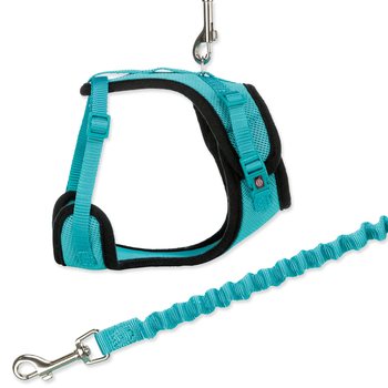 Postroj Trixie pro kočku s vodítkem, měkký s elastickým vodtkem XL 39-60cm/1m-KS