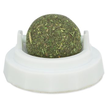 Hračka Trixie kulička Catnip s držáku, samolepící, bílá/zelená 5cm-KS