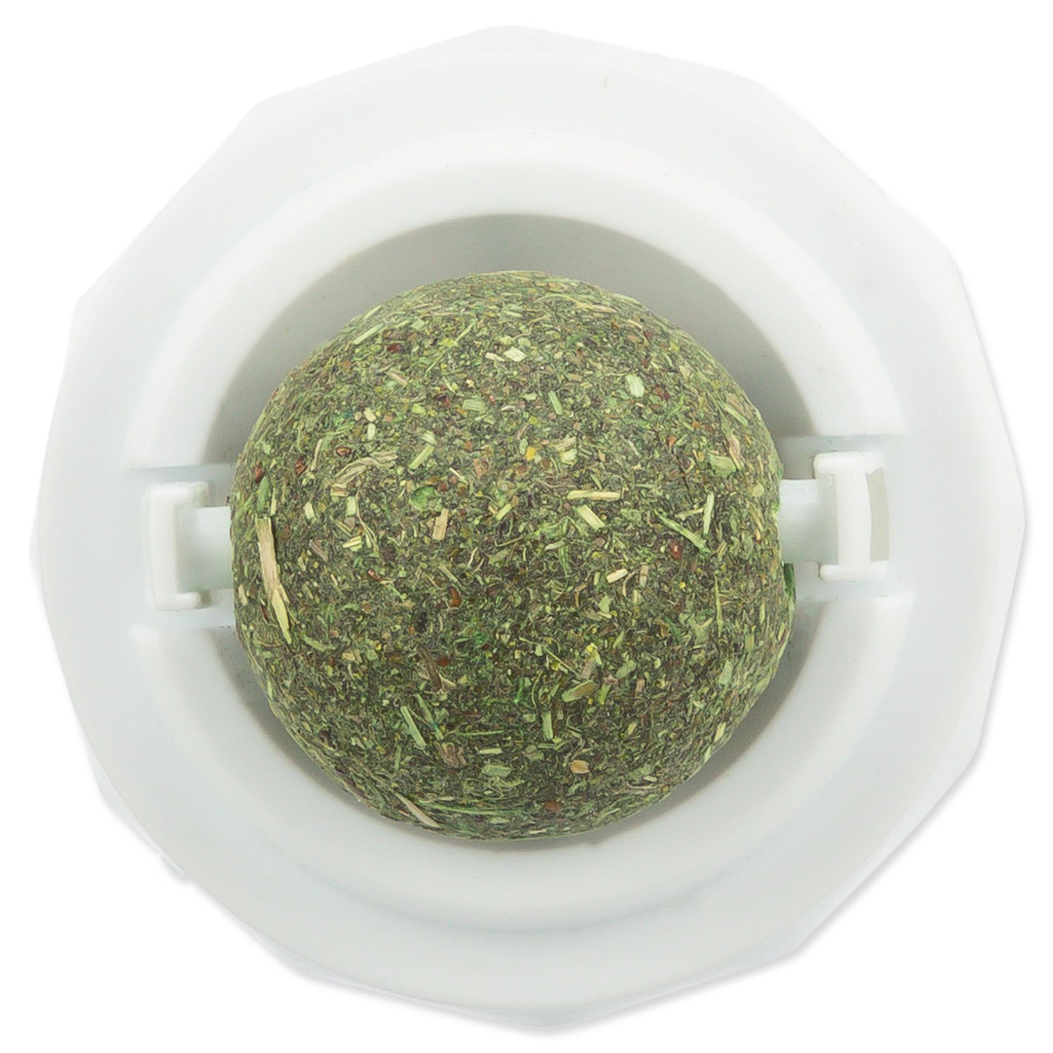 Hračka Trixie kulička Catnip s držáku, samolepící, bílá/zelená 5cm-KS
