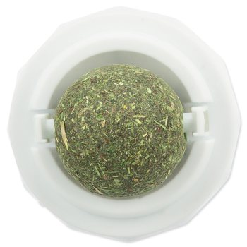 Hračka Trixie kulička Catnip s držáku, samolepící, bílá/zelená 5cm-KS