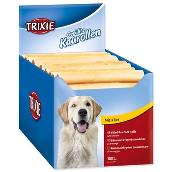 Pochoutka Trixie buvolí kůže, rolka plněná sýrem 12cmx35g 100ks-KS