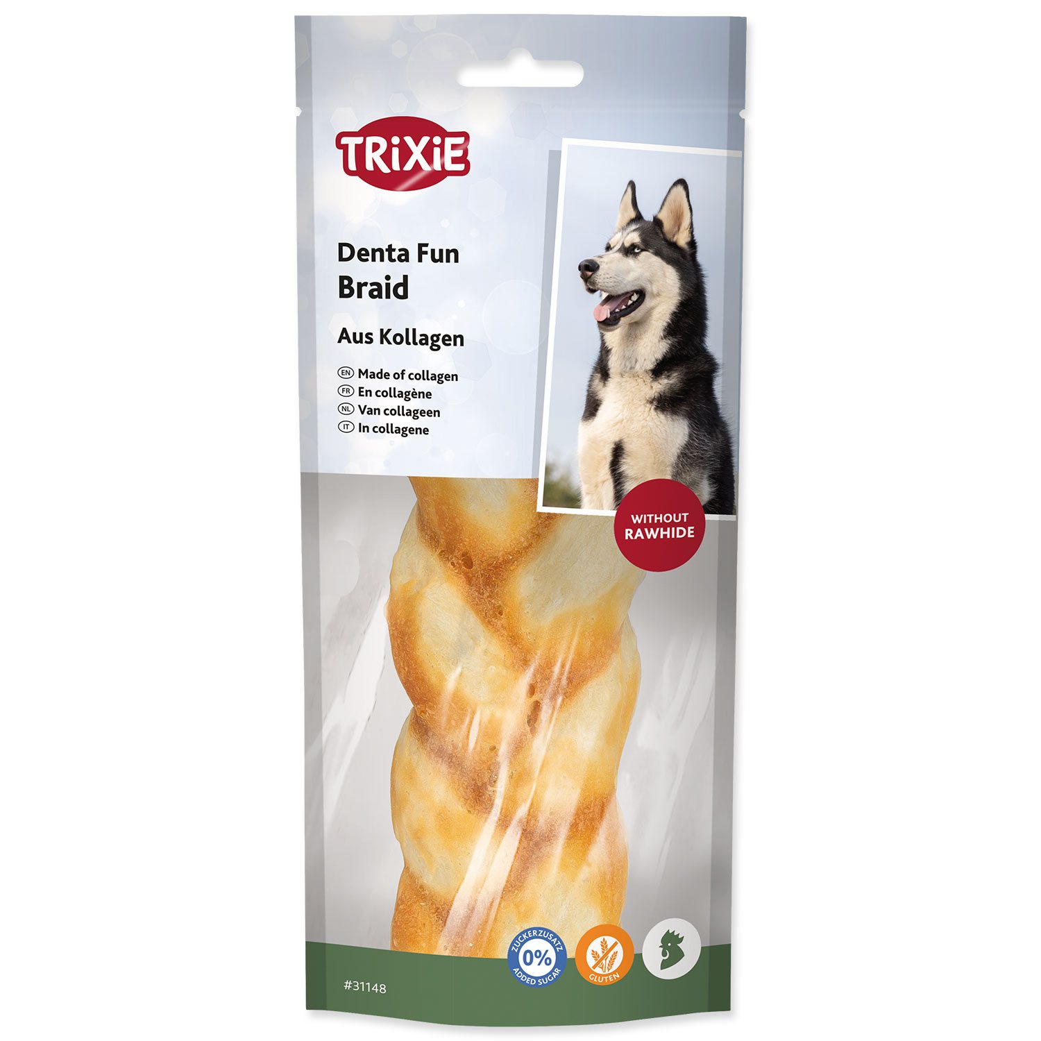 Pochoutka Trixie Denta Fun Braid kolagenový žvýkací copánek s kuřetem, 65g-KS