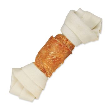Pochoutka Trixie DentaFun buvolí kůže obalená kuřecím, kost 15cm 70g-KS