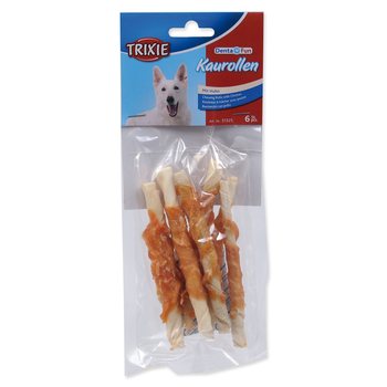 Pochoutka Trixie DentaFun buvolí kůže obalená kuřecím, rolky 12cm 70g-KS