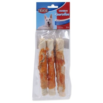 Pochoutka Trixie DentaFun buvolí kůže obalená kuřecím, rolky 17cm 3ks-KS
