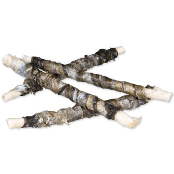 Pochoutka Trixie DentaFun buvolí kůže obalená rybou, rolky 12cm 10ks-KS