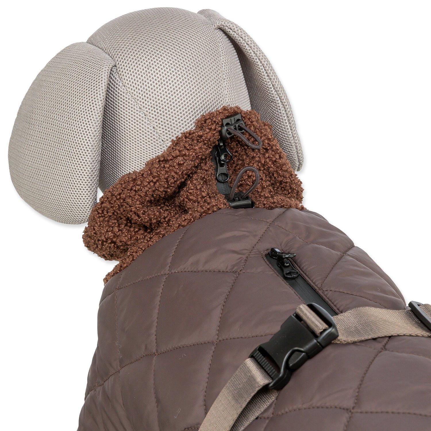 Kabát Trixie Minot Sherpa, L: 55 cm, hnědý-KS