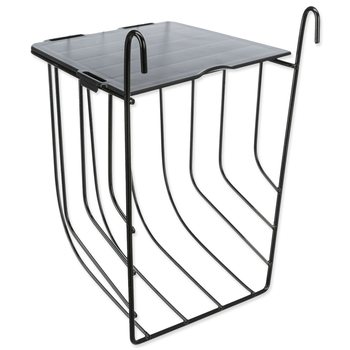 Závěsné černé kovové jesličky na seno s víkem 13 × 18 × 12 cm-KS