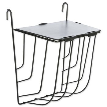 Závěsné černé kovové jesličky na seno s víkem 13 × 18 × 12 cm-KS