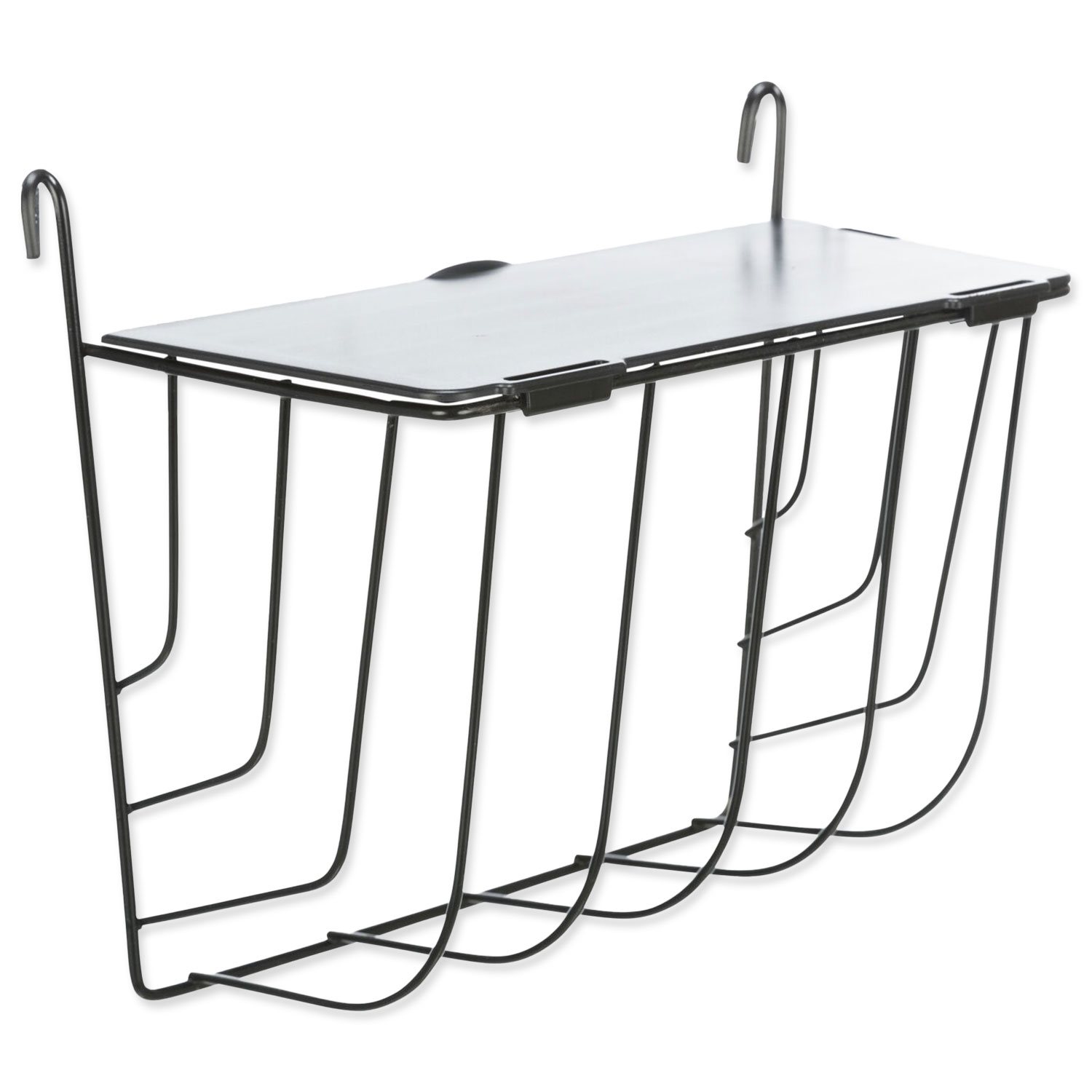 Závěsné černé kovové jesličky na seno s víkem 20 × 18 × 12 cm-KS