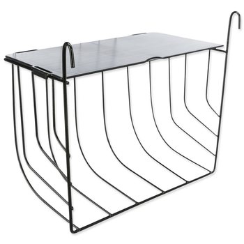 Závěsné černé kovové jesličky na seno s víkem 25 × 18 × 12 cm-KS