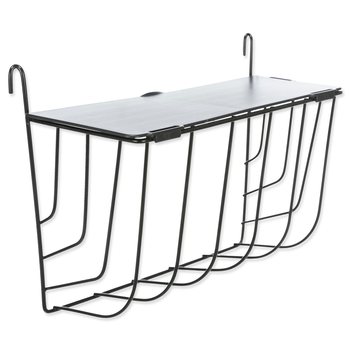 Závěsné černé kovové jesličky na seno s víkem 25 × 18 × 12 cm-KS