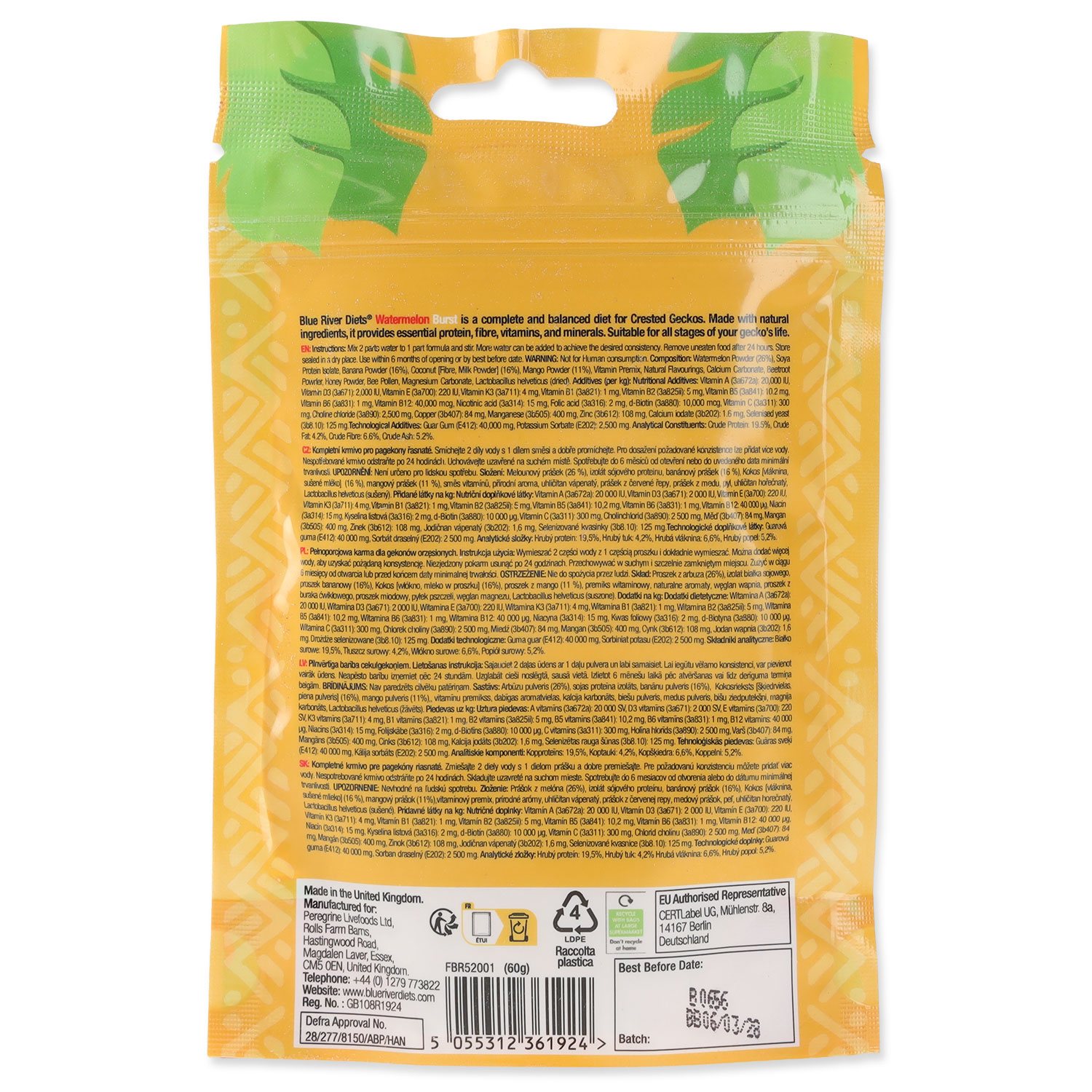 Krmivo Blue River Diets instantní kaše vodní meloun 60g-KS