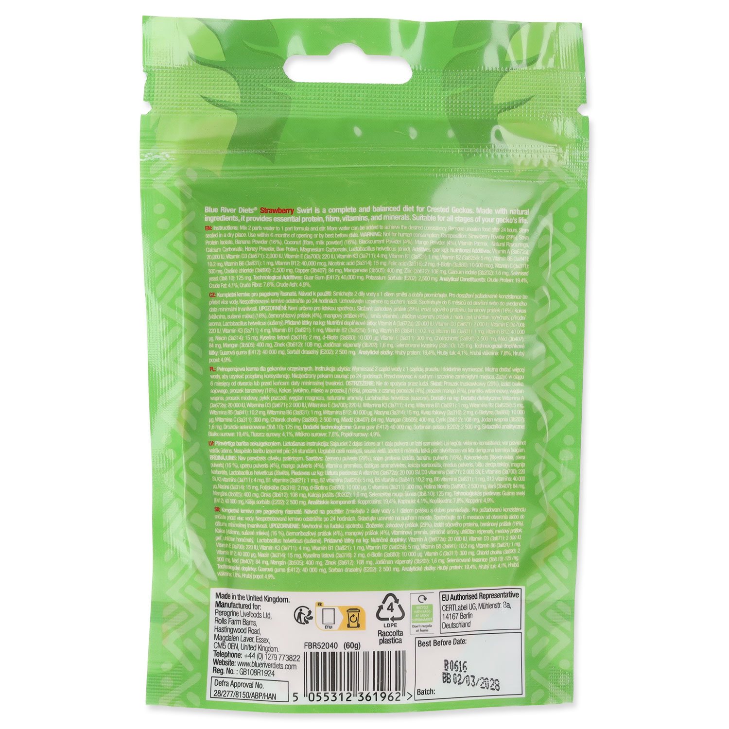 Krmivo Blue River Diets instantní kaše jahoda 60g-KS