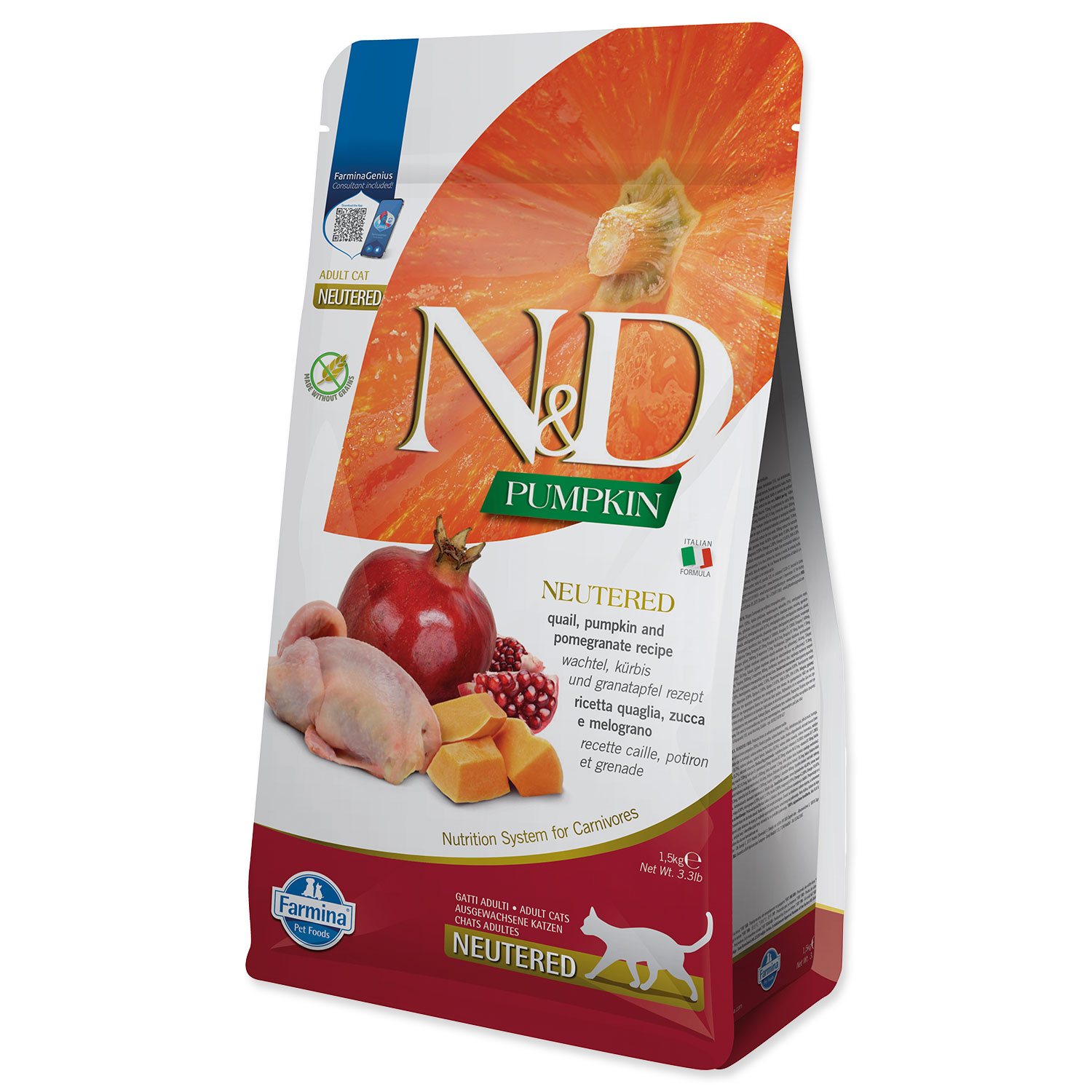 Krmivo N&D Cat Pumpkin Neutered Quail & Pomegranate 1,5kg