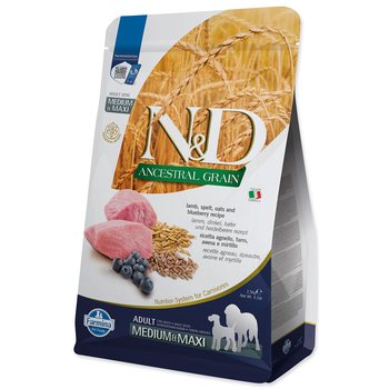 Krmivo N&D Dog Adult Medium & Maxi Ancestral Grain Lamb, Spelt, Oats & Blueberry 2,5kg-KS