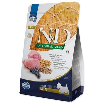 Krmivo N&D Dog Adult Mini Ancestral Grain Lamb, Spelt, Oats & Blueberry 2,5kg-KS