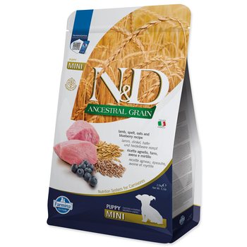 Krmivo N&D Dog Puppy Mini Ancestral Grain Lamb, Spelt, Oats & Blueberry 2,5kg-KS