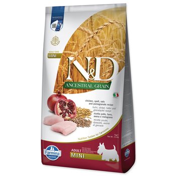 Krmivo N&D Dog Adult Mini Ancestral Grain Chicken, Spelt, Oats & Pomegranate 7kg-KS