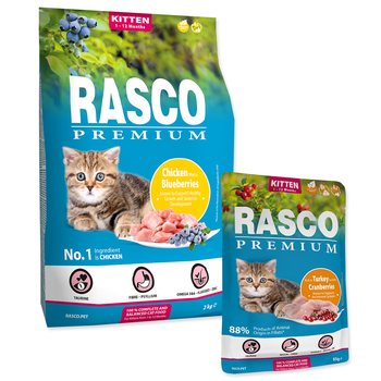 Krmivo Rasco Premium Kitten kuře  2kg + 5 kapsiček ZDARMA-KS