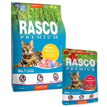 Krmivo Rasco Premium Adult kuře  2kg + 5 kapsiček ZDARMA-KS