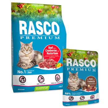 Krmivo Rasco Premium Sterilized hovězí 2kg + 5 kapsiček ZDARMA-KS